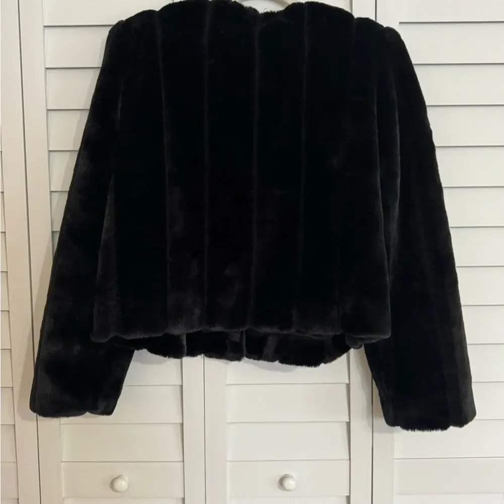 NWT - Michael Kors - Faux Fur Open Front Cropped Jacket Size M